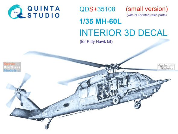 QTSQDS35108R 1:35 Quinta Studio Interior 3D Decal - MH-60L Blackhawk with Resin Parts (KTH kit) Small Version