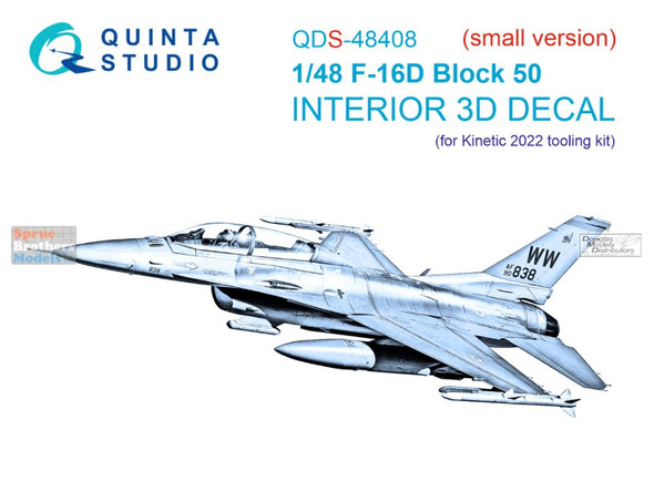 QTSQDS48408 1:48 Quinta Studio Interior 3D Decal - F-16D Block 50 Falcon (KIN kit) Small Version