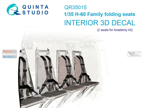 QTSQR35015 1:35 Quinta Studio Interior 3D Decal - H-60 Blackhawk Family Folding Seats Detail Set (ACA kit)