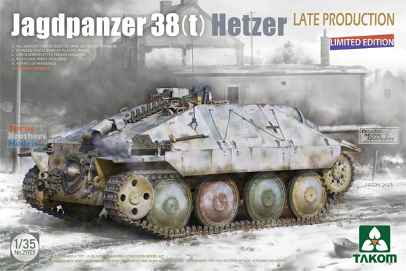 TAK02172X 1:35 Takom Jagdpanzer 38(t) Hetzer Late Production