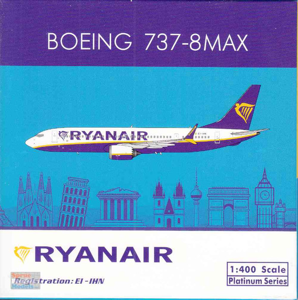 PHX11849 1:400 Phoenix Model RyanAir B737 Max8 Reg #EI-IHN (pre-painted/pre-built)