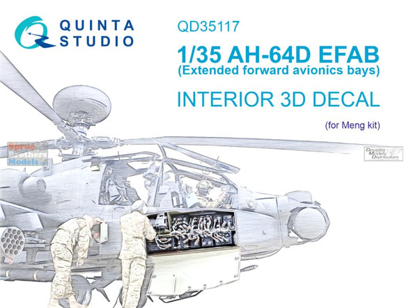 QTSQD35117 1:35 Quinta Studio Interior 3D Decal - AH-64D Apache EFAB Extended Forward Avionics Bays (MNG kit)