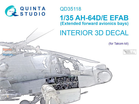 QTSQD35118 1:35 Quinta Studio Interior 3D Decal - AH-64D AH-64E Apache EFAB Extended Forward Avionics Bays (MNG kit)