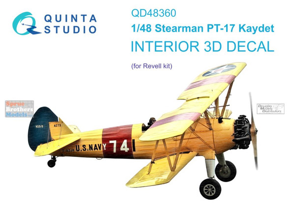 QTSQD48360 1:48 Quinta Studio Interior 3D Decal - PT-17 Kaydet (REV kit)