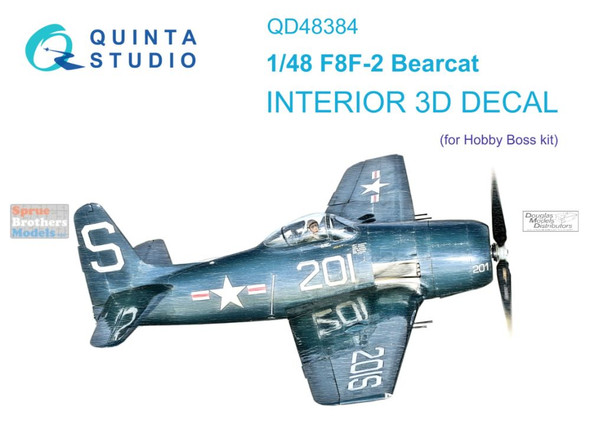 QTSQD48384 1:48 Quinta Studio Interior 3D Decal - F8F-2 Bearcat (HBS kit)