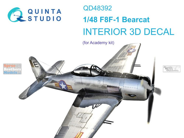 QTSQD48392 1:48 Quinta Studio Interior 3D Decal - F8F-1 Bearcat (ACA kit)