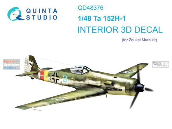 QTSQD48376 1:48 Quinta Studio Interior 3D Decal - Ta152H-1 (ZKM kit)