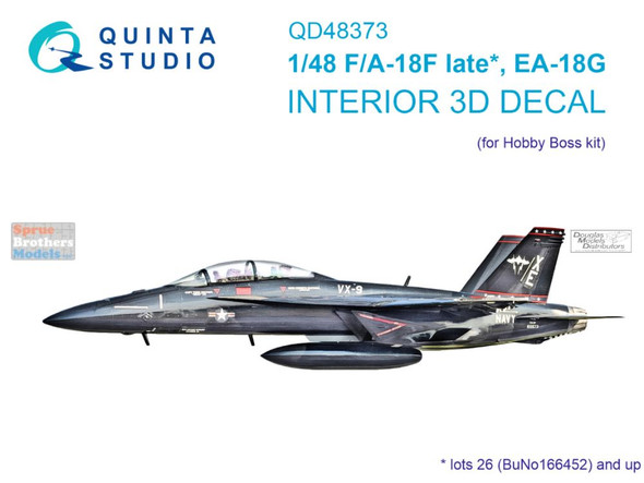 QTSQD48373 1:48 Quinta Studio Interior 3D Decal - F-18F Super Hornet Late / EA-18G Growler (HBS kit)