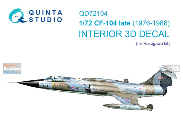 QTSQD72104 1:72 Quinta Studio Interior 3D Decal - CF-104 Starfighter Late 1976-86 (HAS kit)