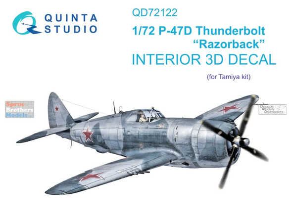 QTSQD72122 1:72 Quinta Studio Interior 3D Decal - P-47D Thunderbolt Razorback (TAM kit)