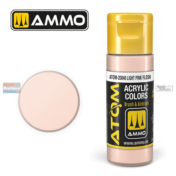 AMMAT20040 AMMO by Mig ATOM Acrylic Paint -  Light Pink Flesh (20ml)