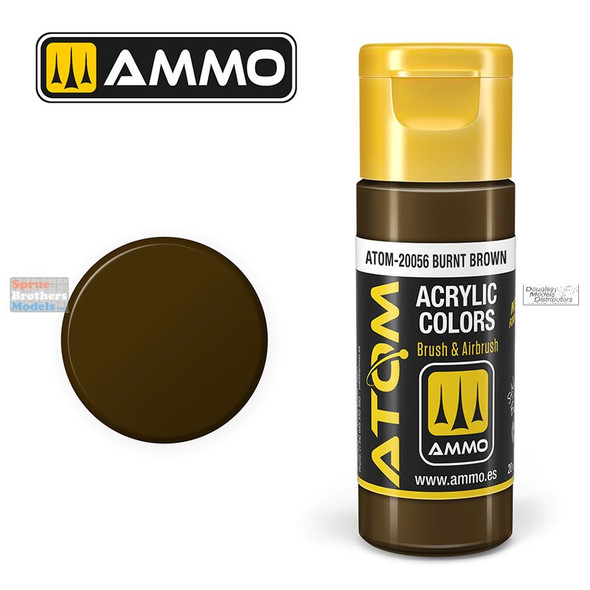 AMMAT20056 AMMO by Mig ATOM Acrylic Paint -  Burnt Brown (20ml)