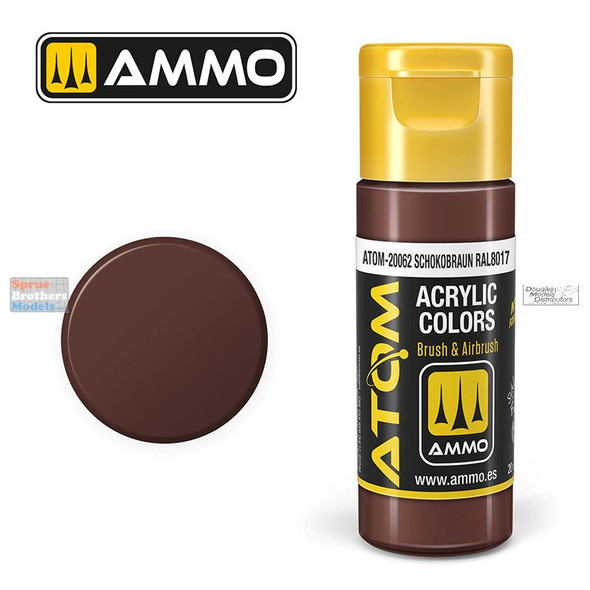 AMMAT20062 AMMO by Mig ATOM Acrylic Paint -  Schokobraun FS30059 - RAL 8017 (20ml)