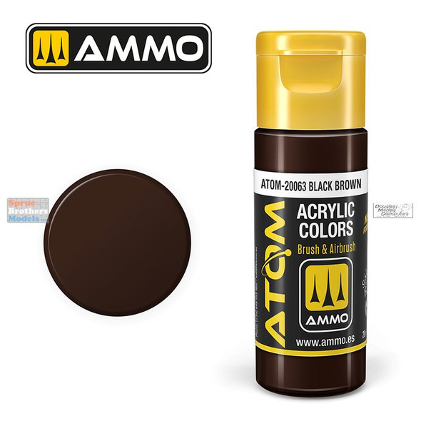 AMMAT20063 AMMO by Mig ATOM Acrylic Paint -  Black Brown (20ml)