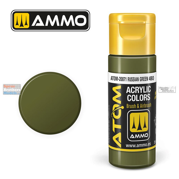 AMMAT20071 AMMO by Mig ATOM Acrylic Paint -  Russian Green 4BO, XB518 (20ml)