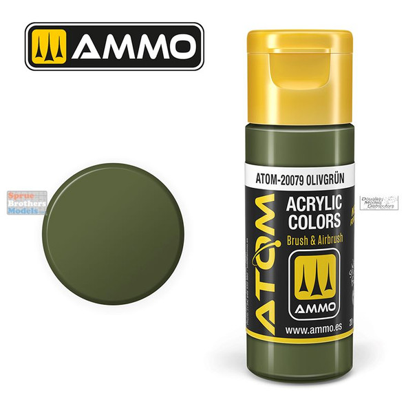 AMMAT20079 AMMO by Mig ATOM Acrylic Paint -  Olivgrün FS34082 - RAL6003 (20ml)