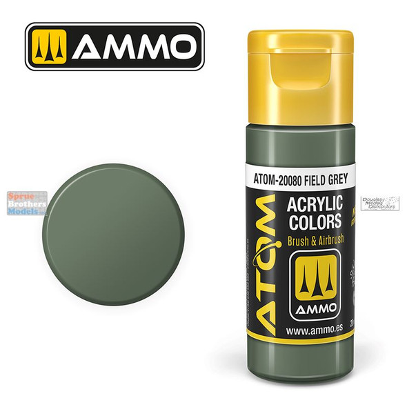 AMMAT20080 AMMO by Mig ATOM Acrylic Paint -  Field Grey (20ml)