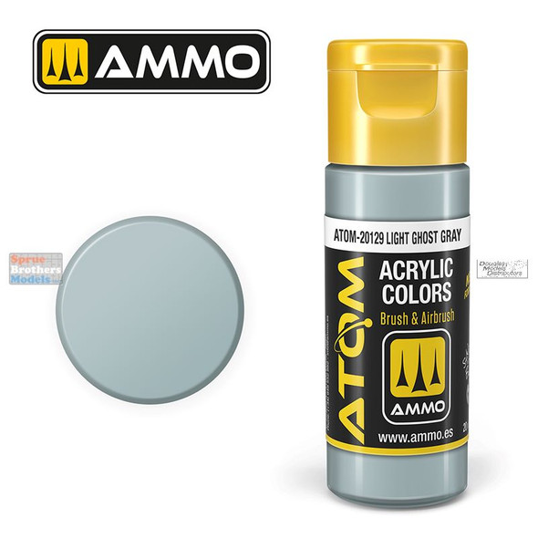AMMAT20129 AMMO by Mig ATOM Acrylic Paint -  Light Ghost Gray FS36375 - RAL7001 (20ml)