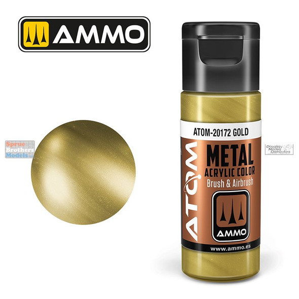 AMMAT20172 AMMO by Mig ATOM Acrylic Paint - Metallic Gold (20ml)