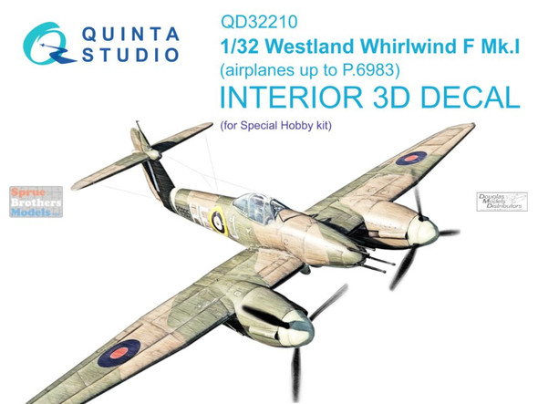 QTSQD32210 1:32 Quinta Studio Interior 3D Decal - Whirlwind F Mk.I (up to P.6983) (SPH kit)