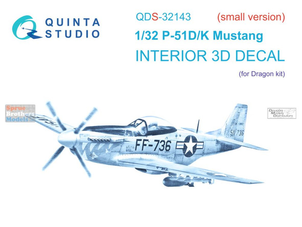 QTSQDS32143 1:32 Quinta Studio Interior 3D Decal - P-51D P-51K Mustang (DRA kit) Small Version