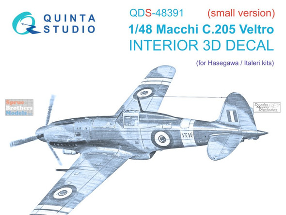 QTSQDS48391 1:48 Quinta Studio Interior 3D Decal - Mc.205 Veltro (HAS/ITA kit) Small Version