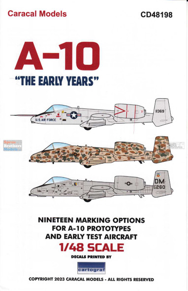 CARCD48198 1:48 Caracal Models Decals - A-10 Thunderbolt II 'The Early Years'
