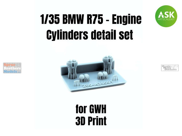 ASKA35003 1:35 ASK/Art Scale BMW R75 Engine Cylinders Detail Set (GWH kit)