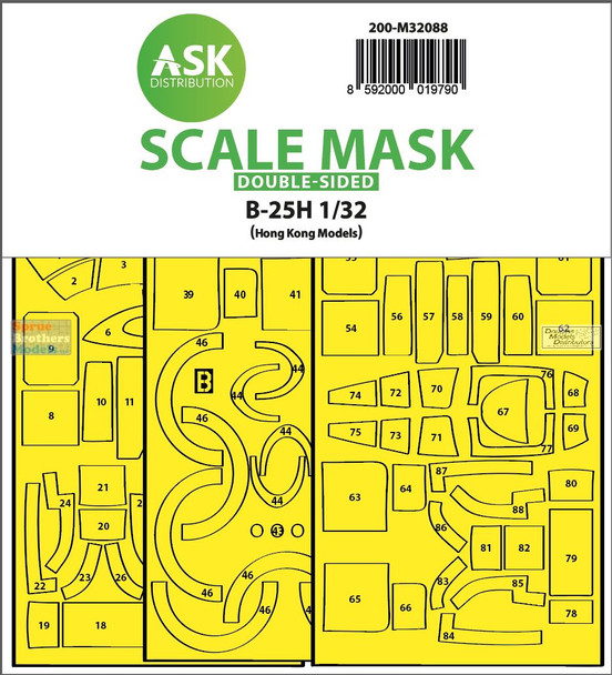 ASKM32088 1:32 ASK/Art Scale Double Sided Mask - B-25H Mitchell (HKM kit)