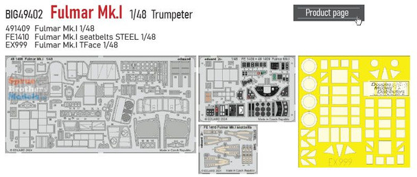 EDUBIG49402 1:48 Eduard BIG ED Fulmar Mk.I Super Detail Set (TRP kit)