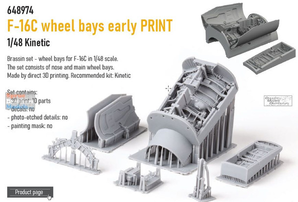 EDU648974 1:48 Eduard Brassin Print - F-16C Falcon Early Wheel Bays  (KIN kit)