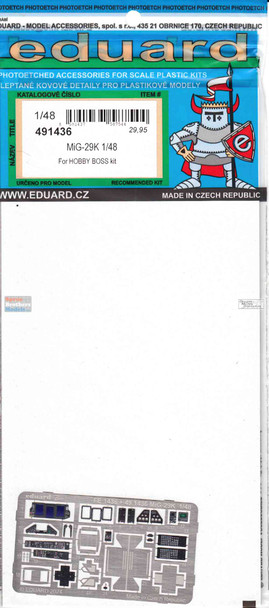 EDU491436 1:48 Eduard Color PE - MiG-29K Fulcrum Detail Set (HBS kit)