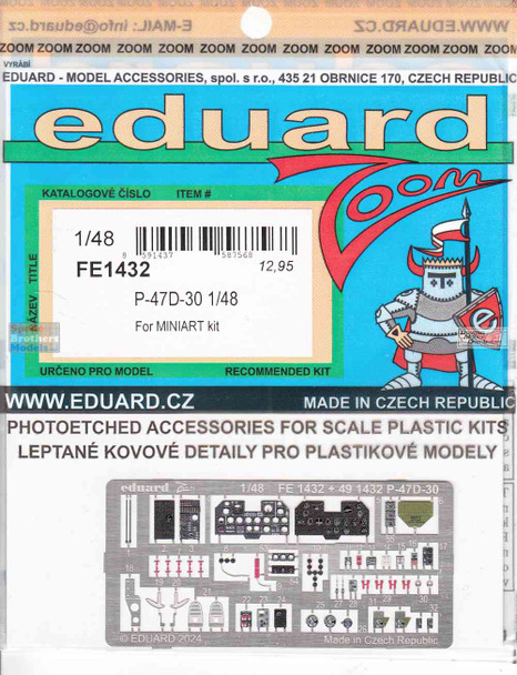 EDUFE1432 1:48 Eduard Color Zoom PE - P-47D-30 Thunderbolt (MIA kit)