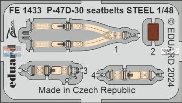 EDUFE1433 1:48 Eduard Color Zoom PE - P-47D-30 Thunderbolt Seatbelts (MIA kit)