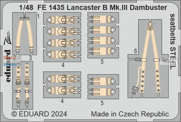 EDUFE1435 1:48 Eduard Color Zoom PE - Lancaster B Mk.III Dambuster Seatbelts (HKM kit)