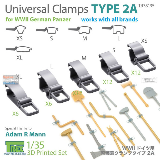 TRXTR35135 1:35 TRex - Universal Clamps for  WW2 German Panzer Type 2A