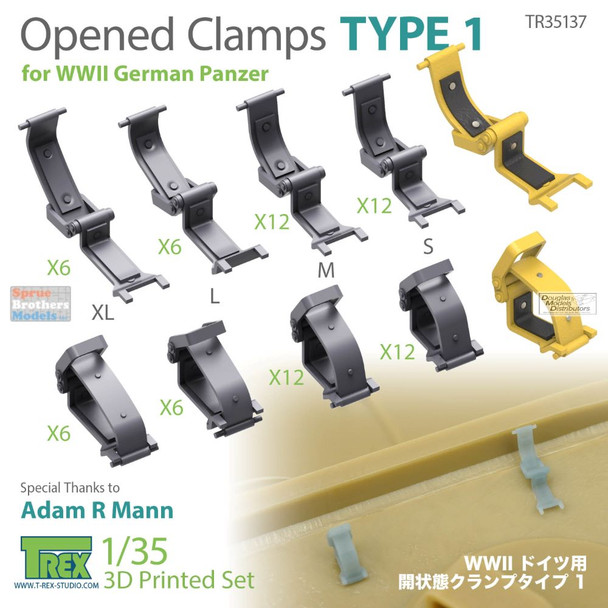 TRXTR35137 1:35 TRex - Opened Clamps for  WW2 German Panzer Type 1