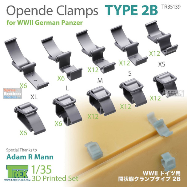 TRXTR35139 1:35 TRex - Opened Clamps for  WW2 German Panzer Type 2B