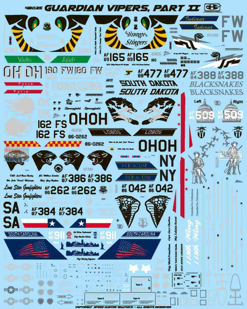 RAPSH48035 1:48 Speed Hunter Graphics - F-16C F-16D Falcon 'Guardian Vipers' Part 2