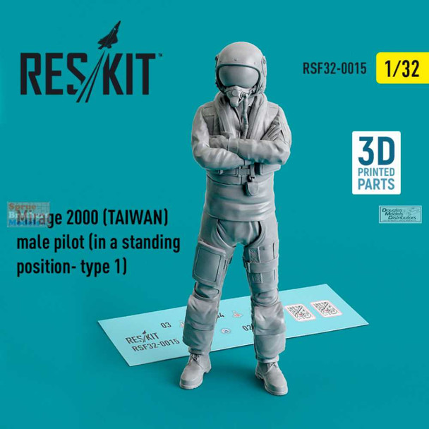 RESRSF320015F 1:32 ResKit Mirage 2000 (Taiwan) Male Pilot Standing Type 1