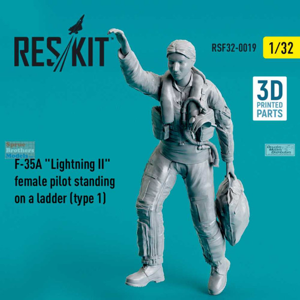 RESRSF320019F 1:32 ResKit F-35 Lightning II Female Pilot Standing on Ladder Type 1