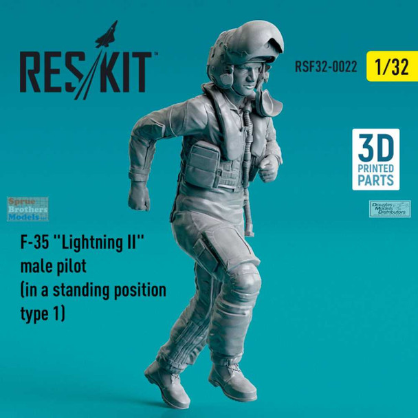 RESRSF320022F 1:32 ResKit F-35 Lightning II Male Pilot Standing Type 1