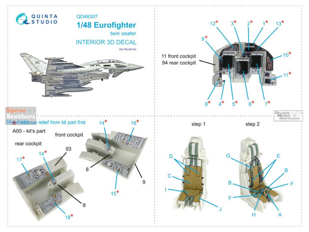 QTSQD48307 1:48 Quinta Studio Interior 3D Decal - Eurofighter Twin Seater (REV kit)