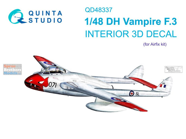 QTSQD48337 1:48 Quinta Studio Interior 3D Decal - Vampire F.3 (AFX kit)