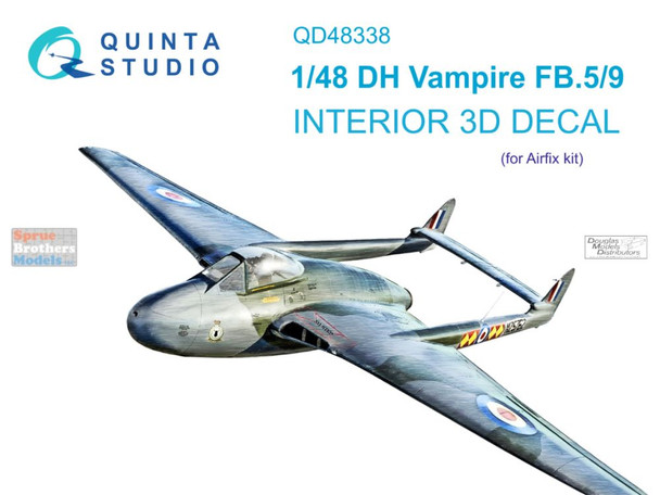 QTSQD48338 1:48 Quinta Studio Interior 3D Decal - Vampire FB.5/9 (AFX kit)