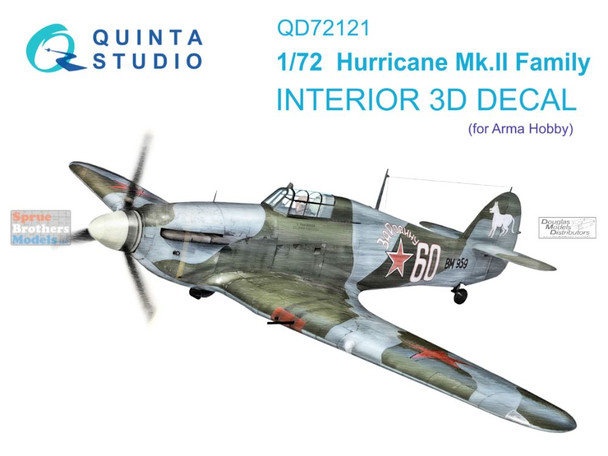 QTSQD72121 1:72 Quinta Studio Interior 3D Decal - Hurricane Mk.II Family (ARM kit)