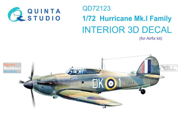 QTSQD72123 1:72 Quinta Studio Interior 3D Decal - Hurricane Mk.I Family (AFX kit)