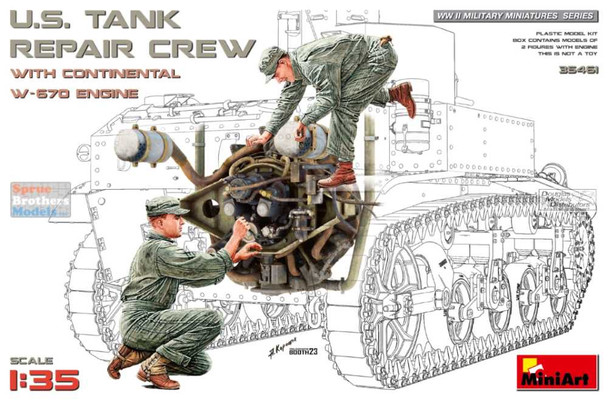MIA35461 1:35 MiniArt US Tank Repair Crew with Continential W-670 Engine