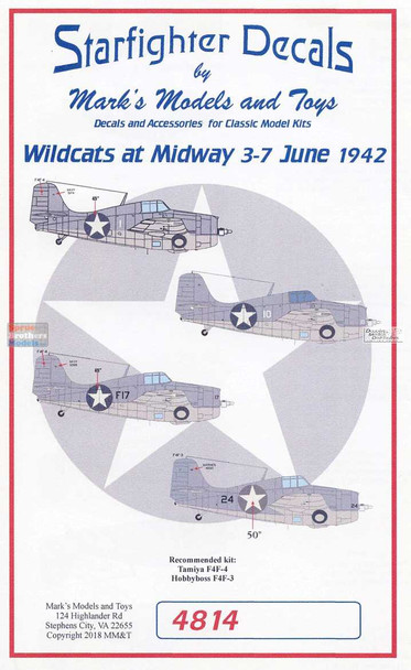 SFD48014R 1:48 Starfighter Decals - F4F-3 F4F-4 Wildcats at Midway
