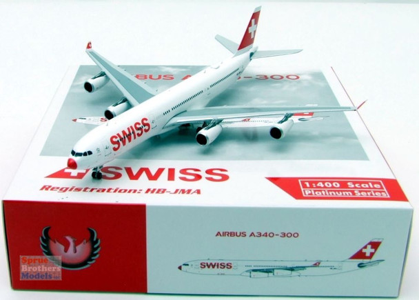 PHX11873 1:400 Phoenix Model Swiss Airbus A340-300 Reg #HB-JMA (pre-painted/pre-built)